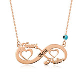 Silver Rose Heart Infinity Name Necklace